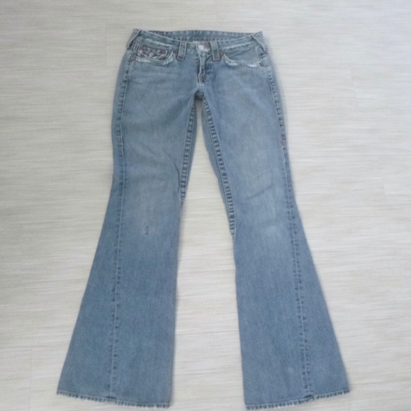 TRUE RELIGION ORIGINAL JOEY JEANS  size-29 FLARE  Made in U.S.A. w/BONUS BANDANA - Picture 3 of 16